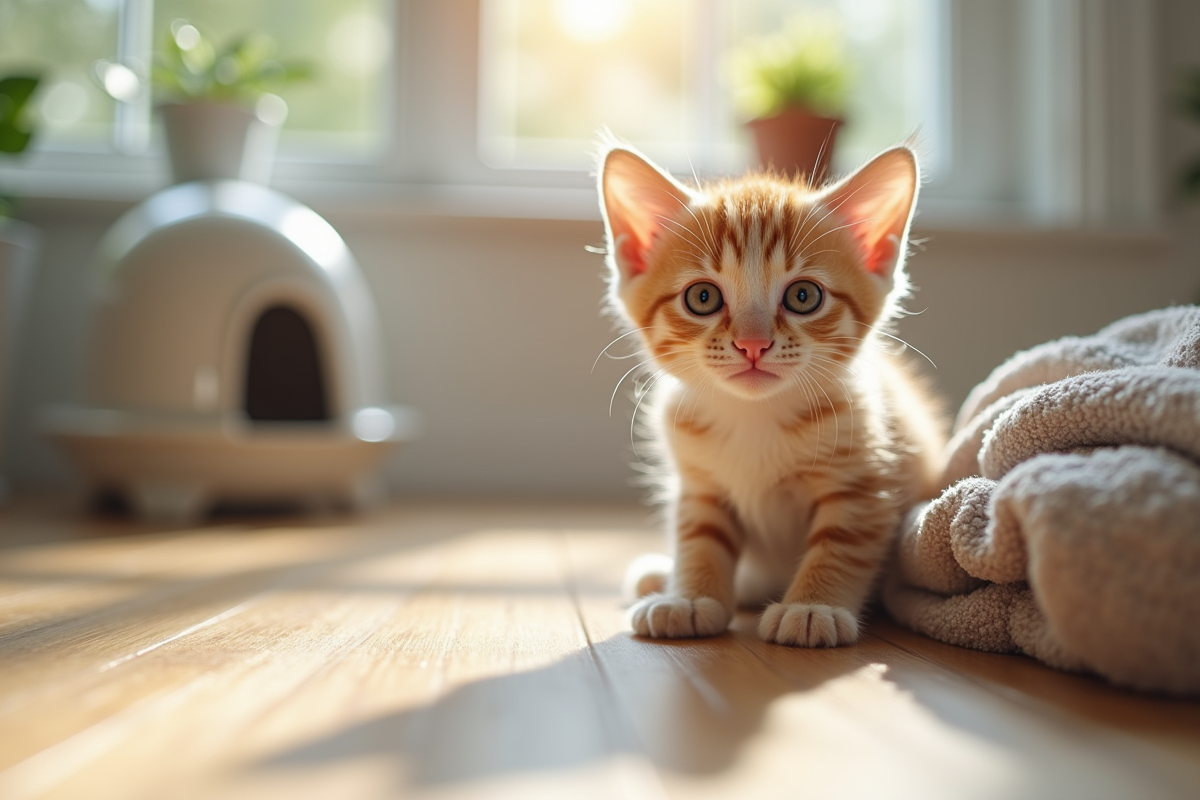 Chaton curieux près d