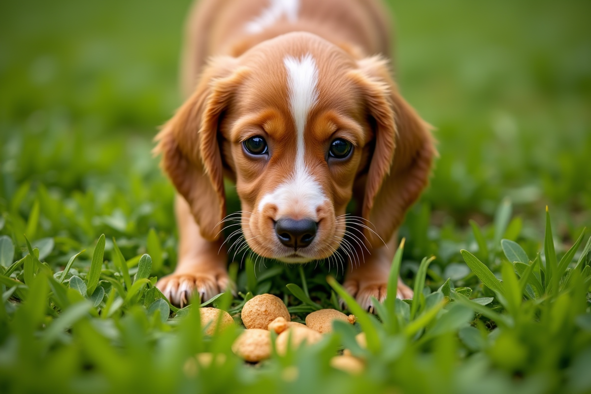 Chiot cocker spaniel curieux cherchant des friandises dans l