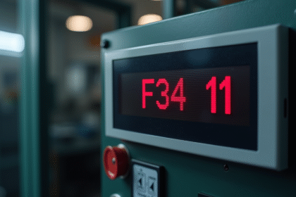 Panneau de controle digital affichant erreur F3411 en rouge